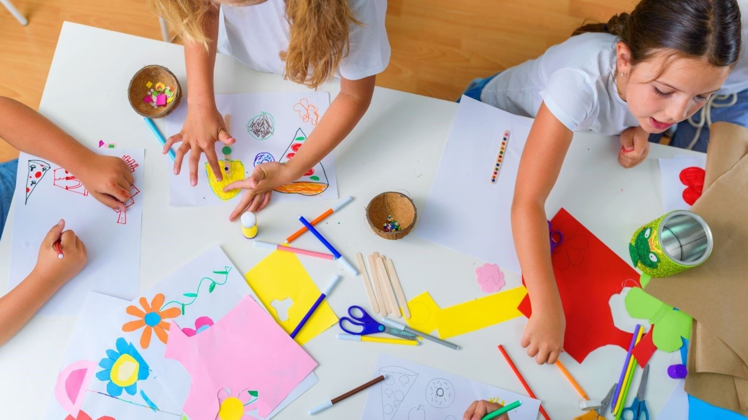 Moroccan children enjoying creative painting and craft activities indoors Craft Activities creative educational fun rainy