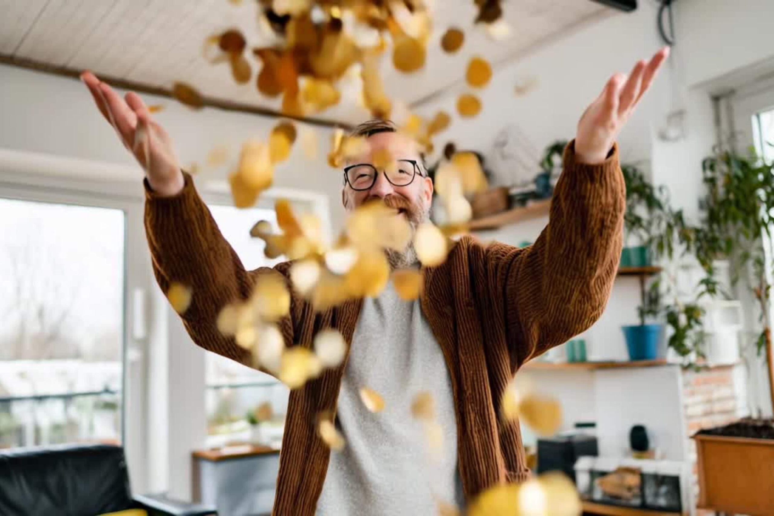 man happy as winner of facebook contest