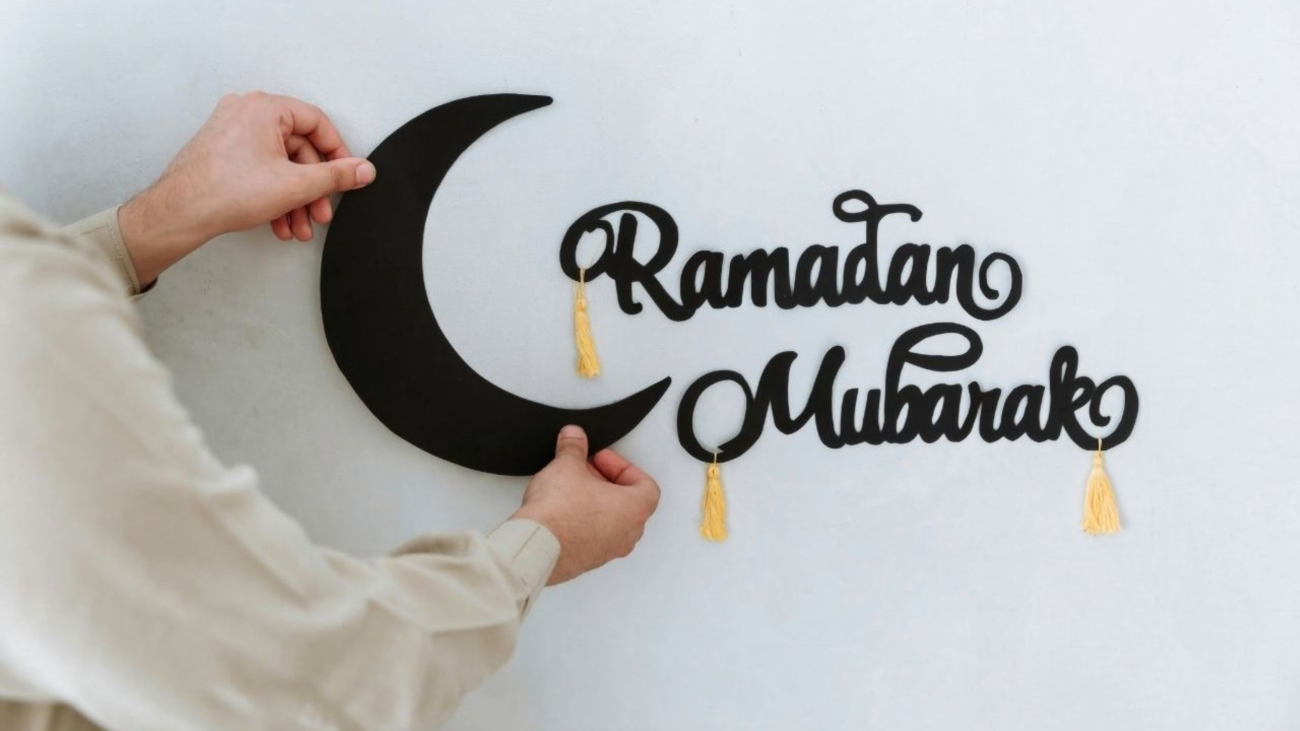 Moroccan preparing Ramadan with traditional mosque decorations and spiritual planning atmosphere