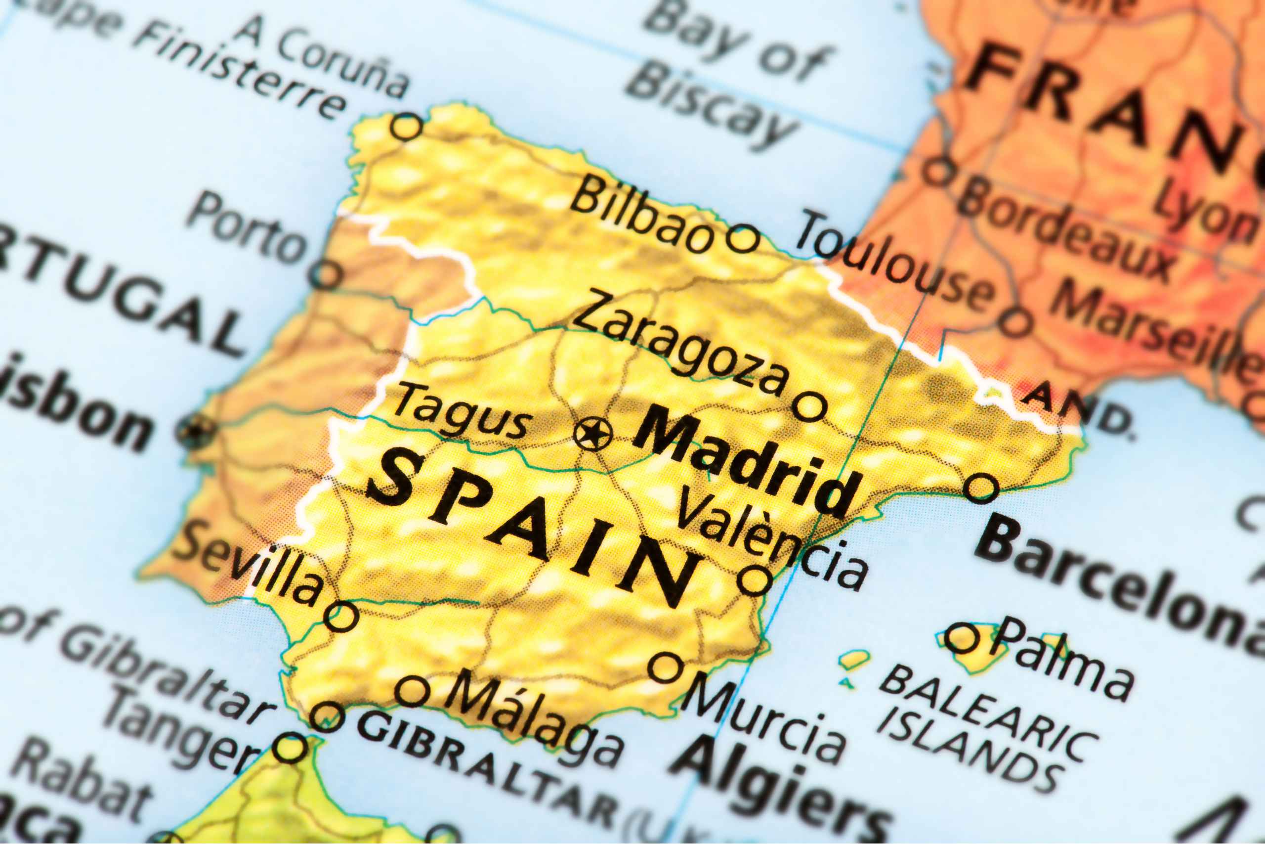 map of spain with morocco and france