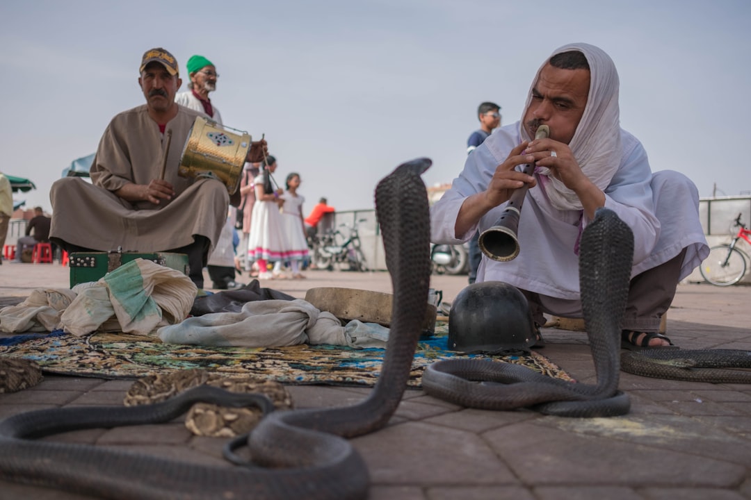 A mother and child watching street performers together, enjoying Marrakech activities at the famous Jemaa el-Fna square